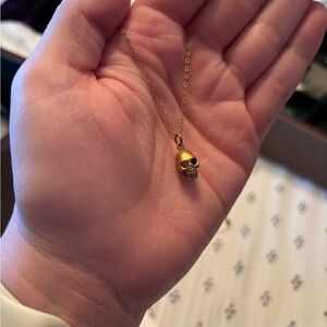 Gold Skull Pendant Necklace